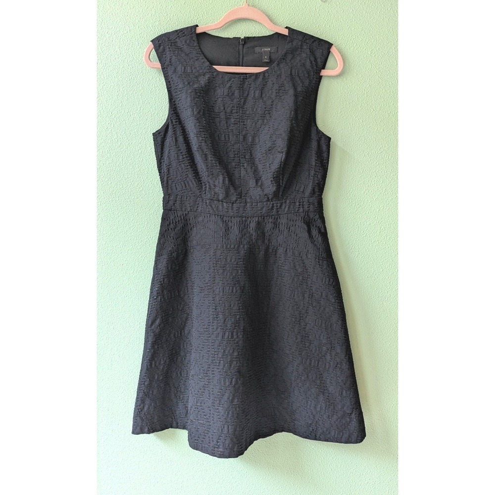 J.Crew Textured Jacquard A-Line Little Black Dress Sleeveless Size 6 LBD